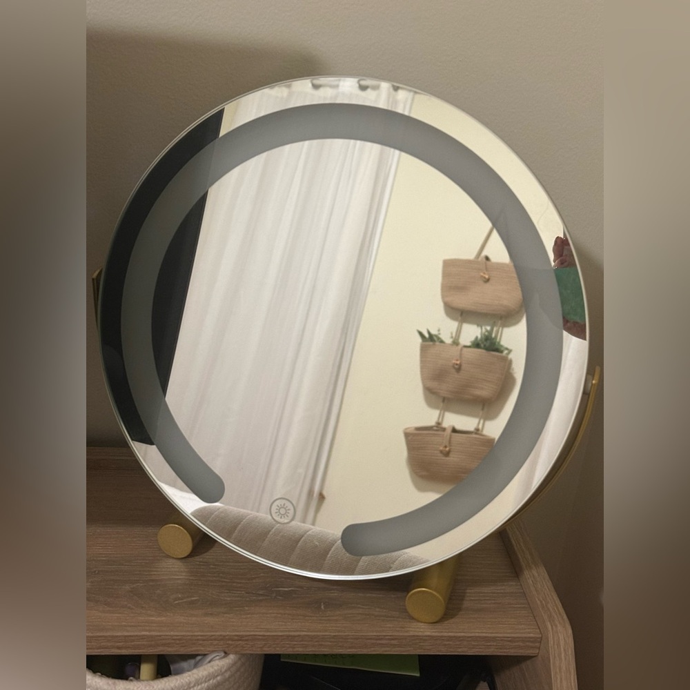 Round gold desk mirror